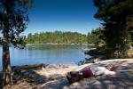 Resting after a long day of paddling and portaging.