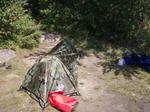 This is dad's solo tent I used, where dad had placed his tent when he was there.