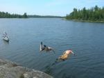 The boys found a nice diving rock.