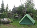 Our tent on Rice Lake camp site. Great fishing in those weed beds, for those of  you traveling in this area.