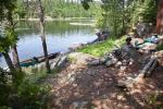 Second night's campsite on unnamed lake at base of Silver Falls.
