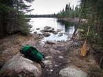 Portage landing on the Fairy Lake side of portage to Gun Lake.