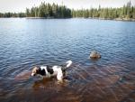 Katy takes a dip at Pose Lake.