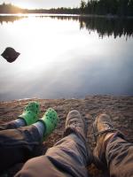 Enjoying sunset at Pose Lake campsite.