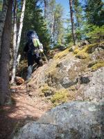 Heidi navigates the rugged trail west of North Wilder Lake.