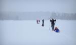 The snow increases as we work our way across Lower Pauness Lake.