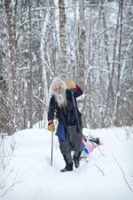 Dan works his way up an incline on the portage from Lower Pauness to Shell Lake.