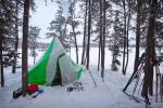 Our camp on a small peninsula on Shell Lake.