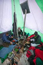 Mark, Dan and Mallory in the tent.