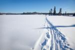 Off on Shell Lake for a day trip of skiing.