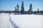Dan and Mark skiing on Shell Lake.