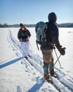 Mallory and Dad (Matt) make a path on Shell Lake.