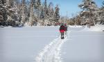 Back on the skis and heading for the portage into Little Shell Lake.