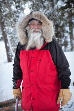 Dan at camp on Shell Lake. It's going to get cold tonight!