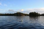 Island campsite to right