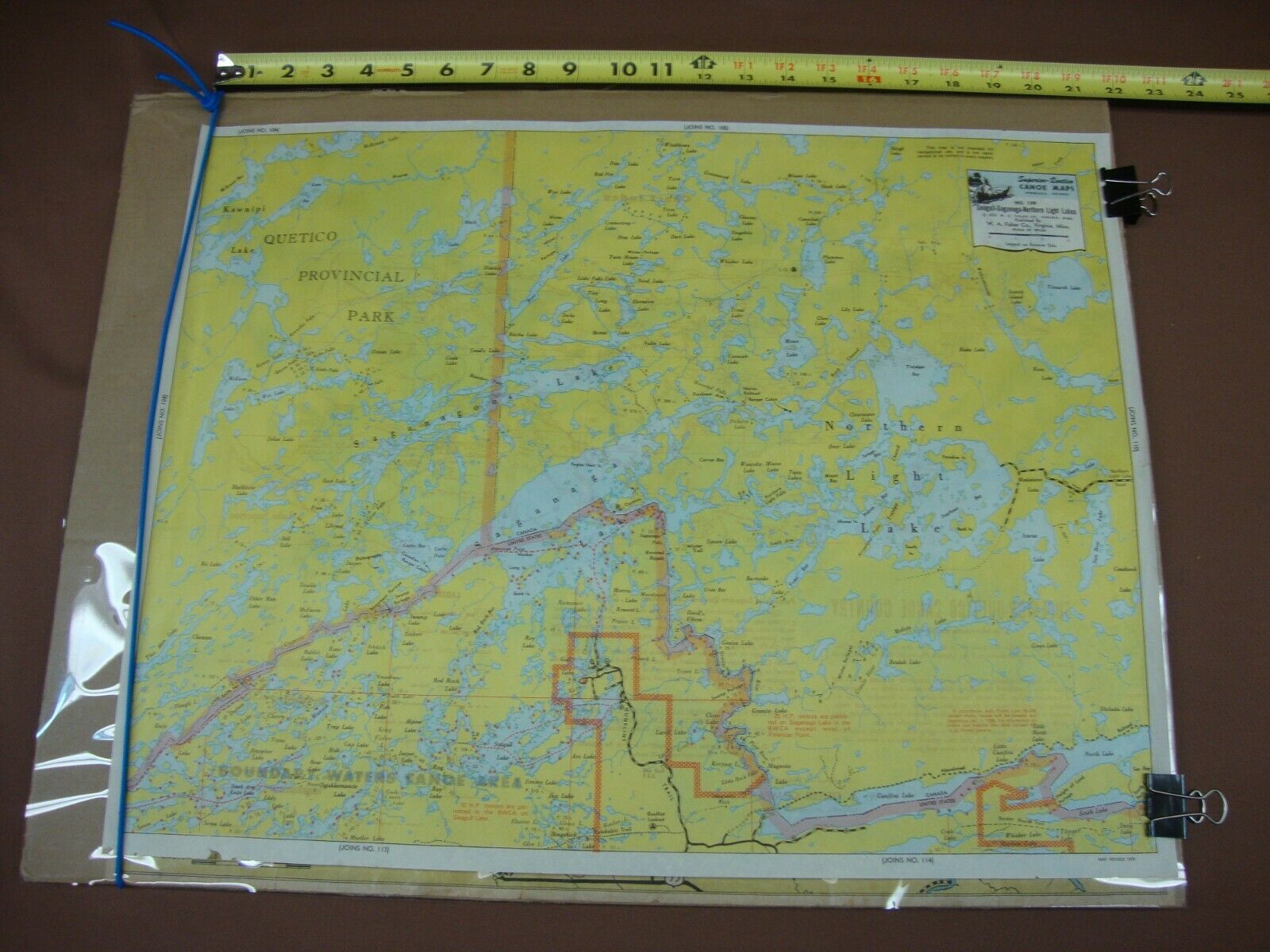 BWCA SOLD Vintage 1952 BWCA SUPERIOR QUETICO Canoe Map 109