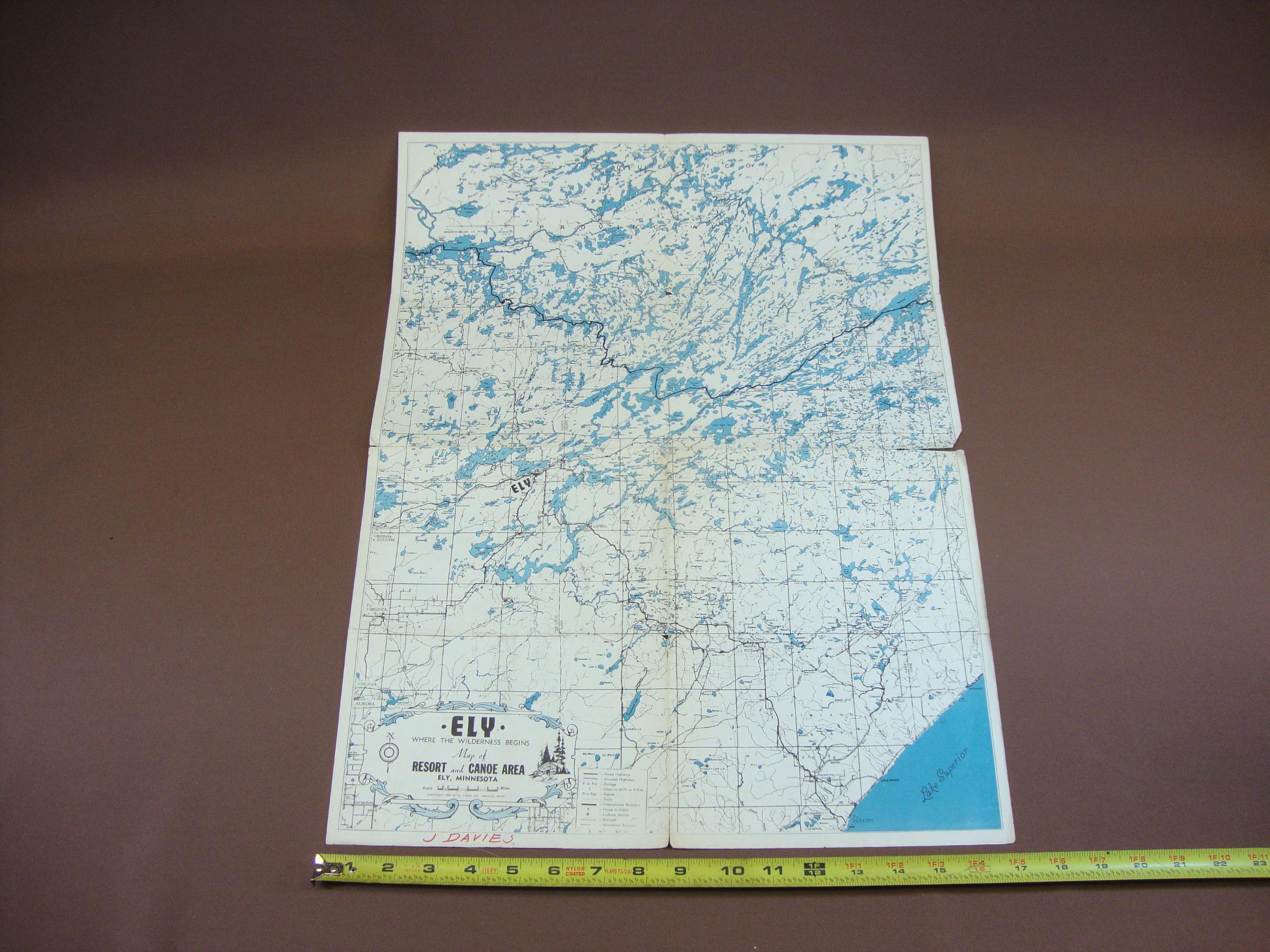BWCA Fisher Map Ely 1944 Boundary Waters Listening Point General