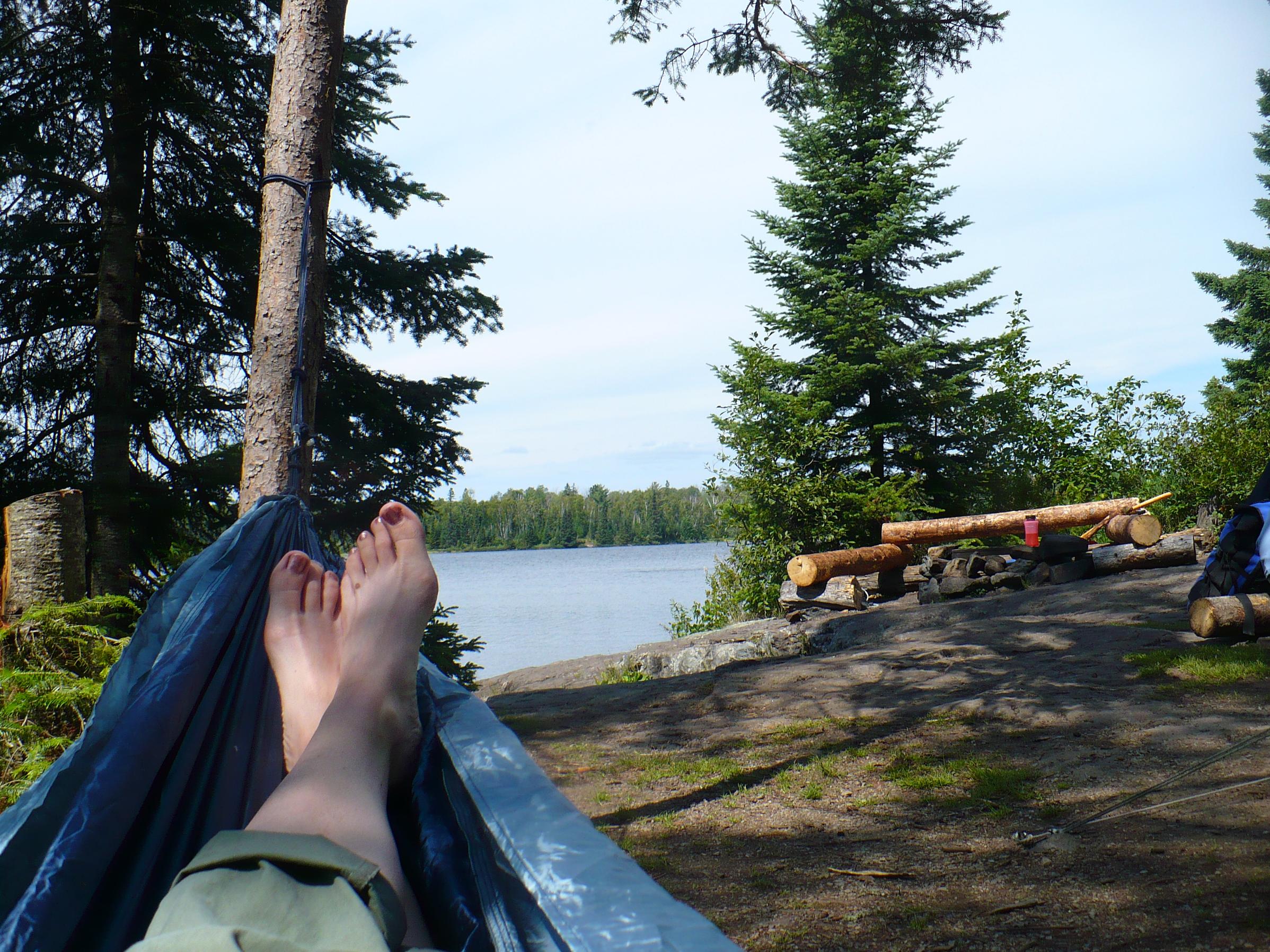Kim testing the new hammock