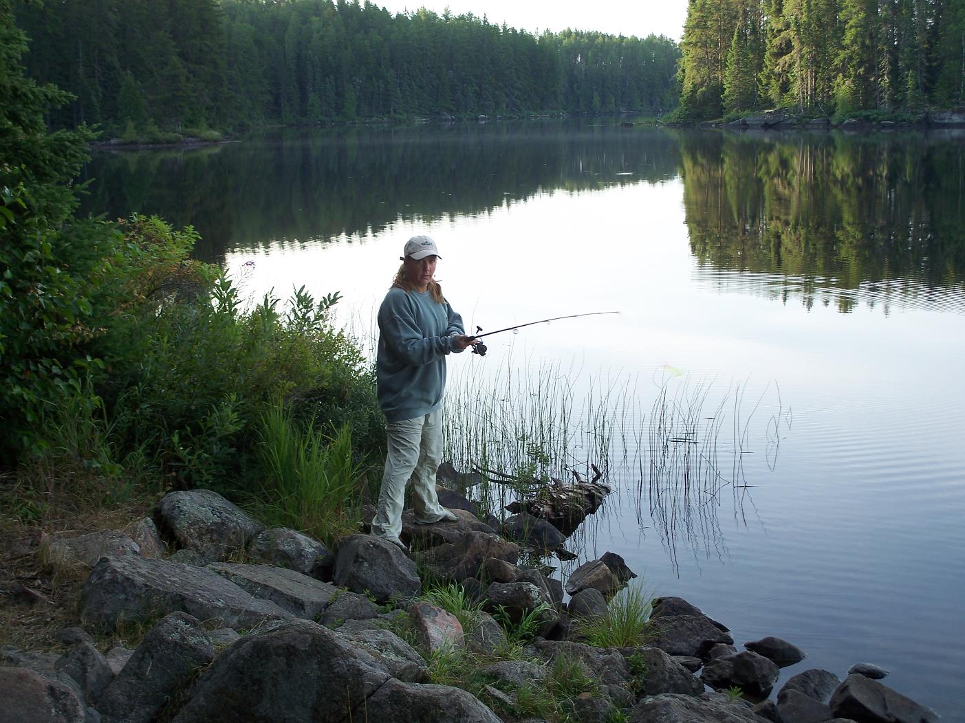 Fishing from camp